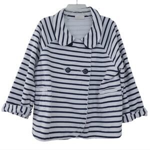 Crazy 8 Stripe Girls French Terry Jacket Peacoat Large 10-12 Sweatshirt Material